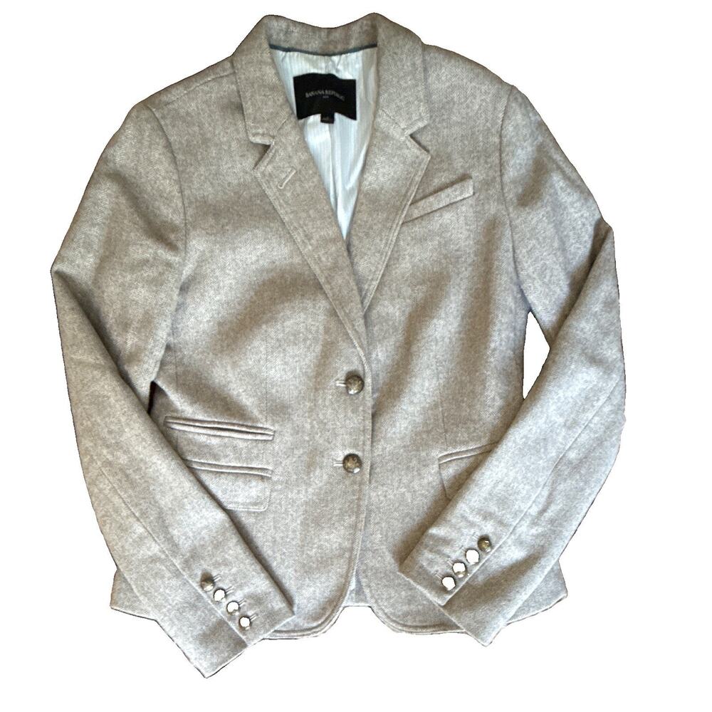 Banana Republic Women's Herringbone Blazer, Wool Blend, Size 4